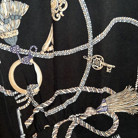 NWT🏷 WHBM Keepsake Black Key & Tassel Ruched Short Sleeve Blouse Top XS - Picture 5 of 6